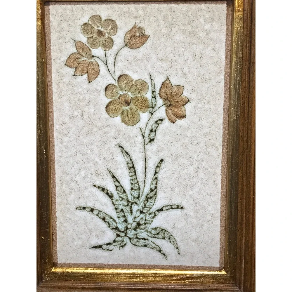 Framed Tile with Floral Design, Great Vintage Wooden Frame, Hand Made in‎ Italy